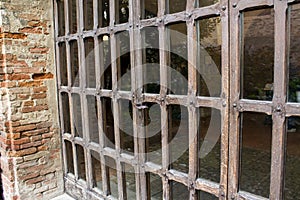 Old iron shod gate of church