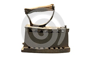 Old iron with white background, clothes iron