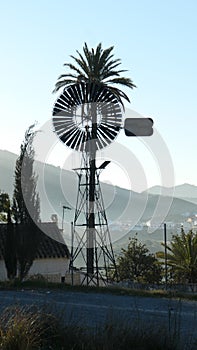 Old iron windmill near Alora, Andalusia