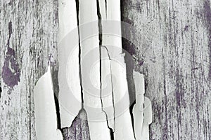 Old irradiated burnt white paint on old wooden background, ideal for background in interior