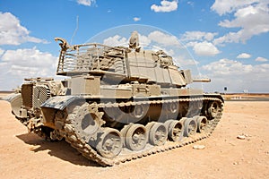 Old Israeli Magach tank near the military base in