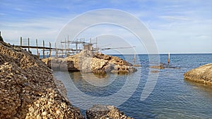 Old italian fishing trabucco ( trabocco) from Abruzzo region