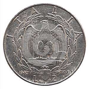 Old Italian Lira isolated over white