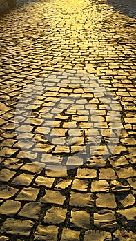 Old italian Stone paved street sampietrini