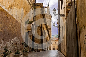 Old Italian street in Sicily. Sicily village street scene