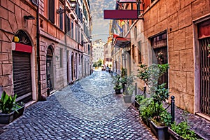 Old Italian Street Via di S. Martino Ai Monti in Rome downtown photo