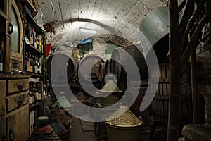 Old italian wine cellar in an old building