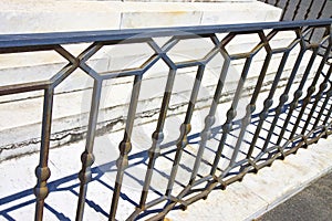 Old italian wrought iron railing with geometric designs