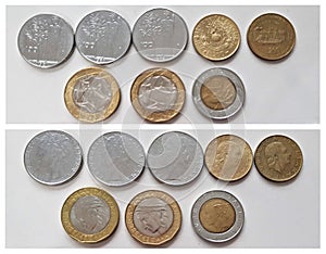 Old Italy coins currency in different shape and size