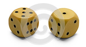 Old ivory dice (clipping path)
