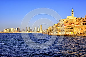 Old Jaffa town and Tel Aviv skyline, Israel