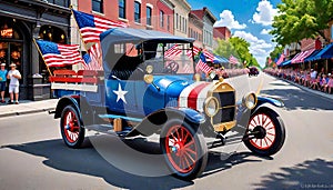 Old jalopy car patriot summer parade party America independence