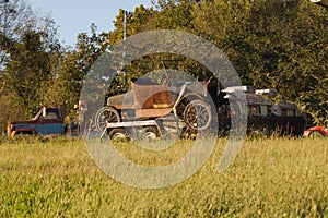 Old jalopy on a trailer