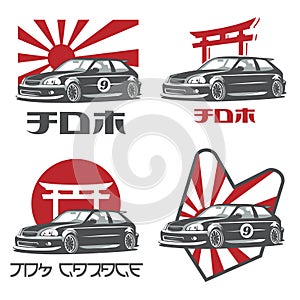 Old japanese car logo, emblems and badges photo