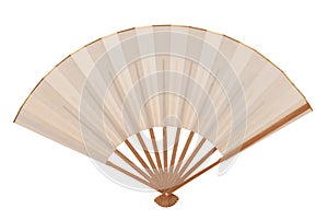 Old japanese folding fan isolated on white background