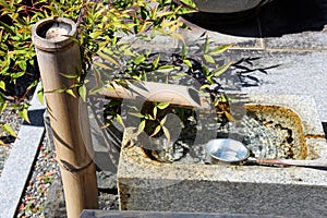 Old Japanese Fountain with a Bamboo Pipe