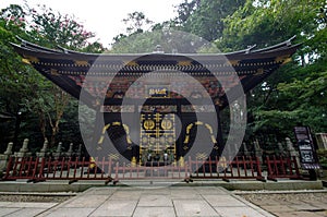 Old japanese temple in autunm forrest photo