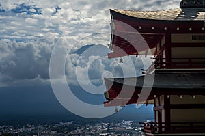 Old japanese temple near Fuji