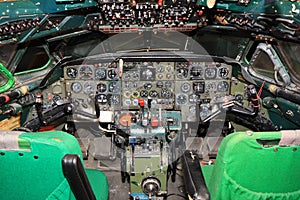 Old jet airliner cockpit photo