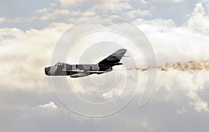 Old jetfighter in flight