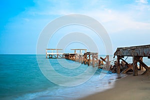Old Jetty damage at sand beach