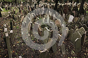 Old Jewish Cemetery in Prague, Czech Republic.