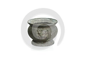 Old joss stick pot or incense burner isolate on white background