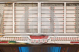 Old jukebox with empty music labe