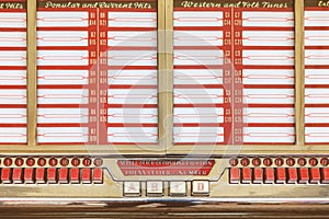Old jukebox with empty music labe