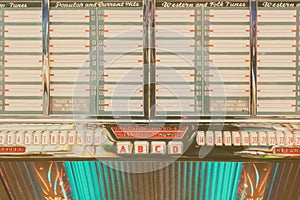 Old jukebox with empty music labels