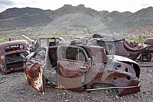 Old Junked Cars In The Desert