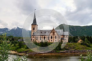 The old Kabelvag church on the coast in Norway