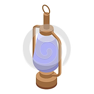 Old kerosene lamp icon isometric vector. Fire lantern