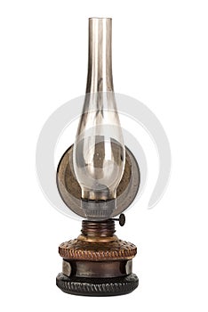 Old kerosene lamp isolated on white