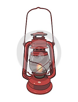 Old Kerosene Lamp. Vector Illustration