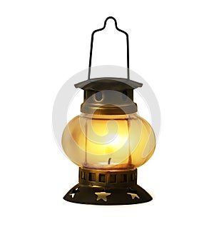 Old kerosene lantern burning