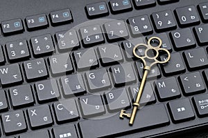 Old key on computer keyboard