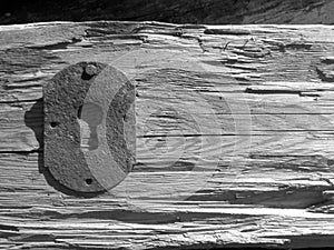 Old key hole and wooden backgrounds