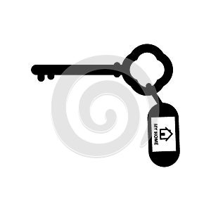 Old key home silhouette set on white background