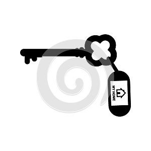 Old key home silhouette set on white background