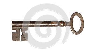 Old key isolated on white background