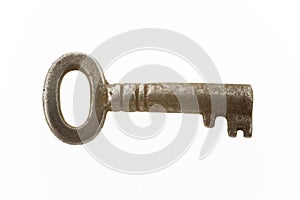 Old key isolated on white background