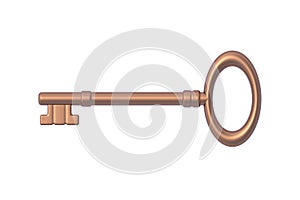 Old key isolated on white background
