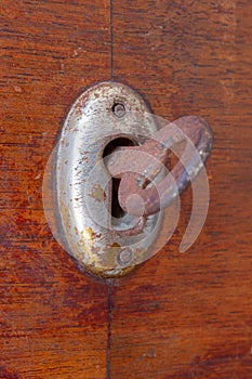 Old key in a keyhole