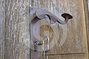 Old key in keyhole