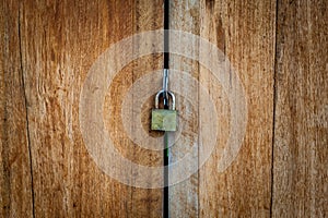 Old Key Lock on Close Wood Door