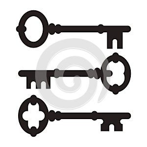 Old key silhouette set