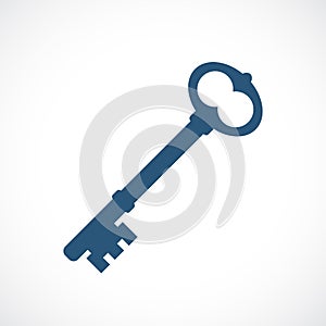 Old key silhouette vector icon