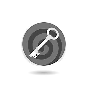 Old Key symbol icon with shadow