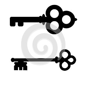 Old key vector icon. antiques illustration symbol or sign.